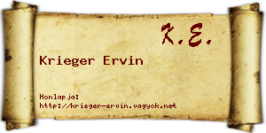 Krieger Ervin névjegykártya